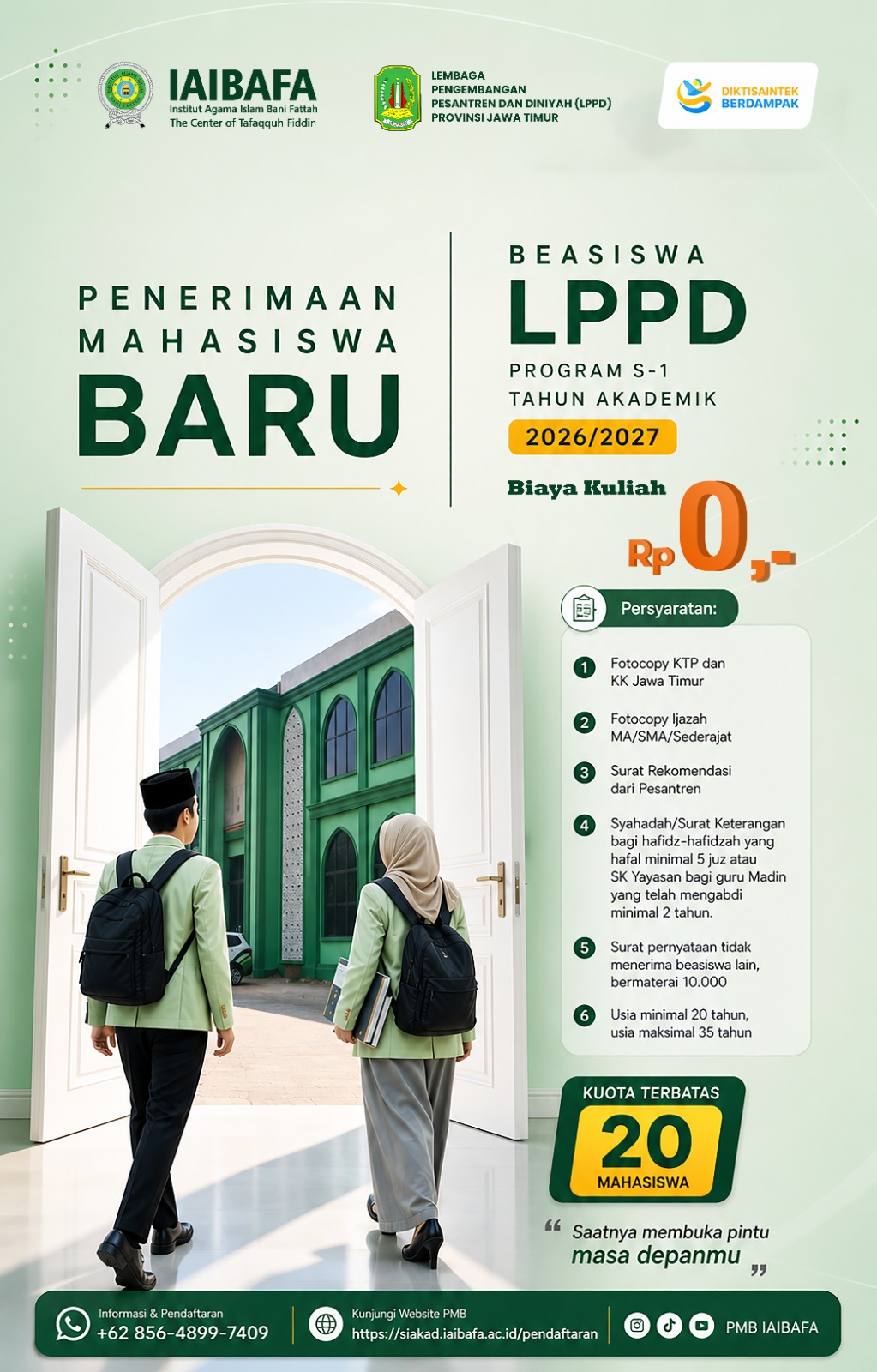 Penerimaan Mahasiswa Baru: Program Beasiswa S-1 LPPD IAIBAFA Tahun Akademik 2026/2027 Telah Dibuka!