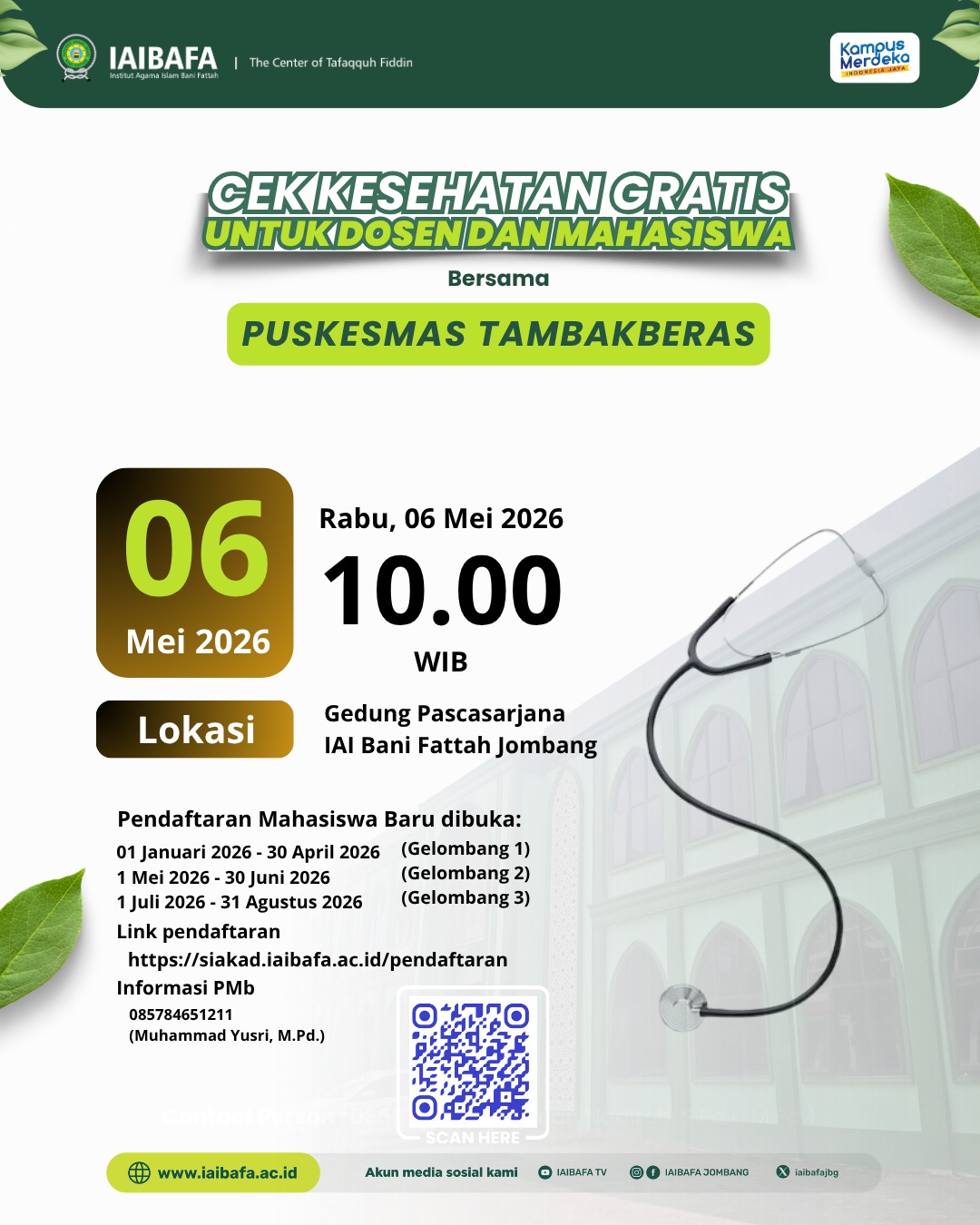 Cek Kesehatan Gratis untuk Sivitas Akademika IAIBAFA & Update Pendaftaran Mahasiswa Baru 2026